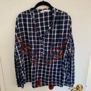 Zara top with embroidery